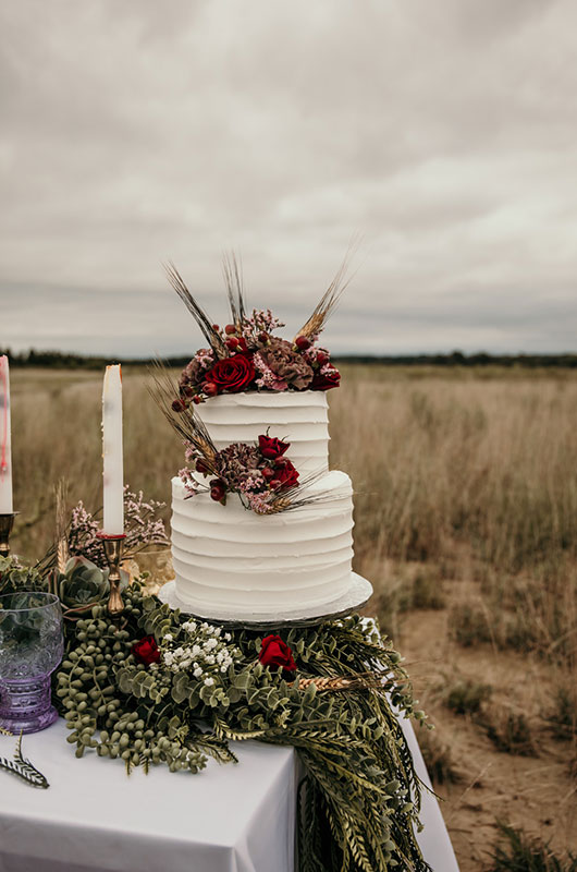 Romantic Halloween Wedding Inspiration Cake Table