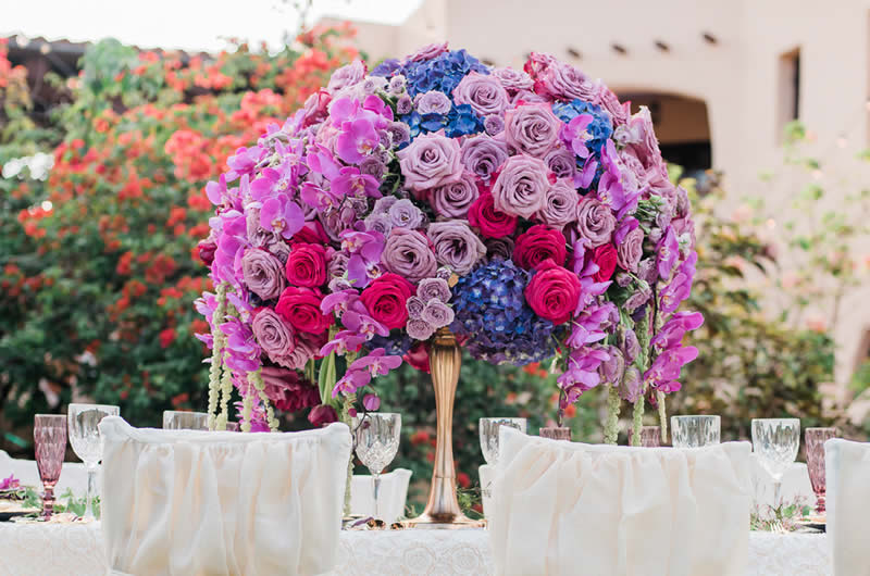 Romantic Royal Purple Wedding Inspiration Centerpiece