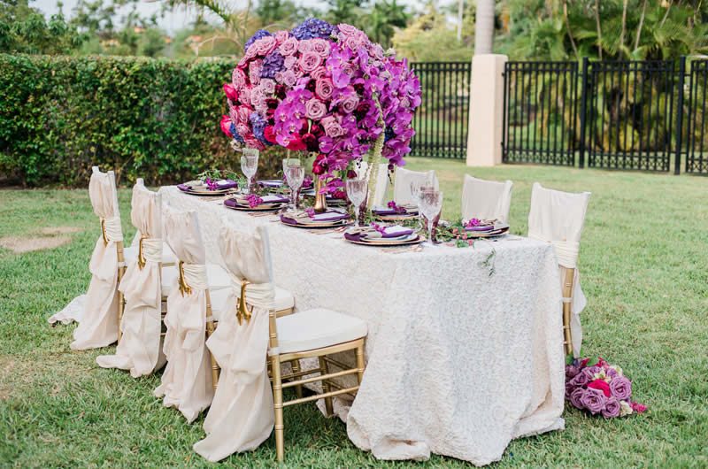 Romantic Royal Purple Wedding Inspiration Table