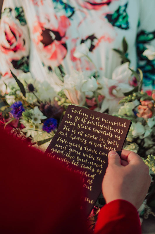 Eclectic Mountaintop Vow Renewal Close Up Vows