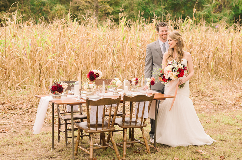 Fall Styled Wedding Table Pose