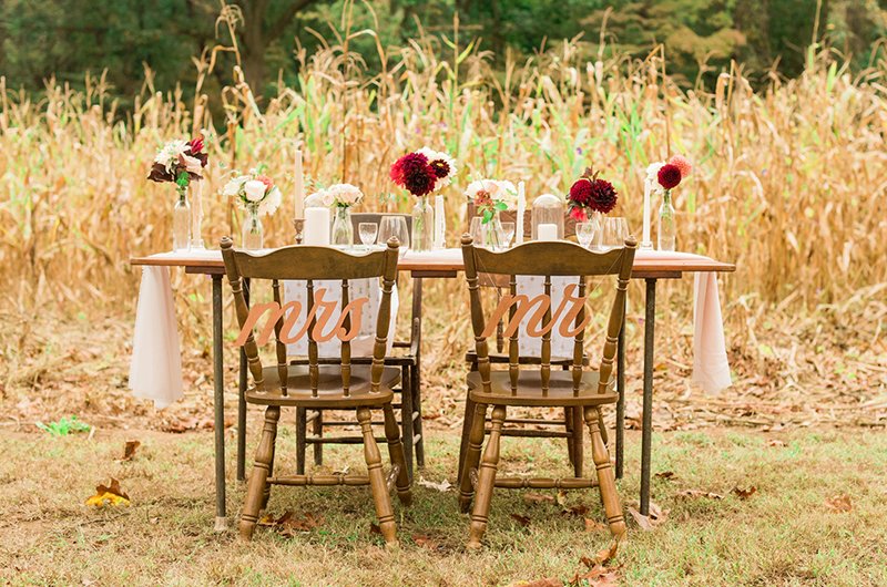 Fall Styled Wedding Table Sings