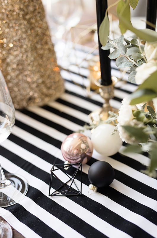 Modern Christmas Wedding Inspiration Close Up Table