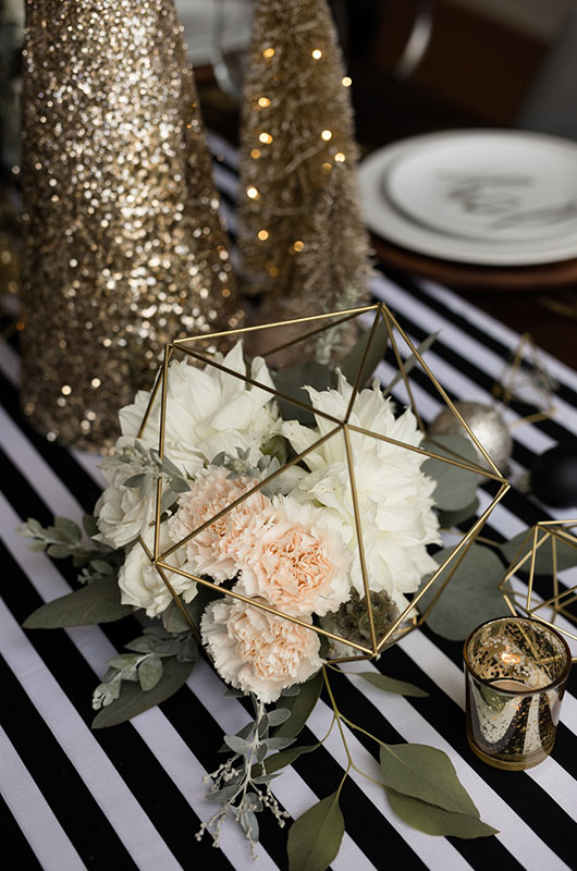 Modern Christmas Wedding Inspiration Close Up