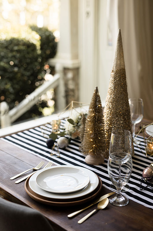 Modern Christmas Wedding Inspiration Table Setting