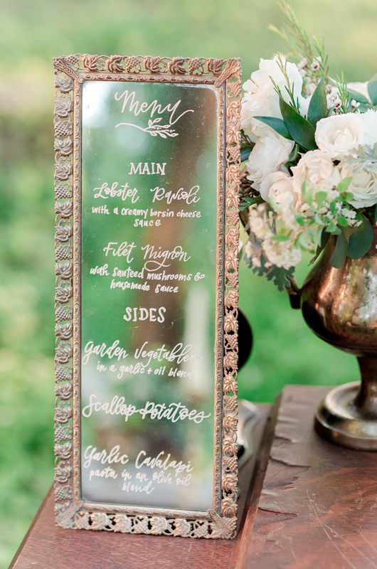 Magical Forest Wedding Inspiration Menu