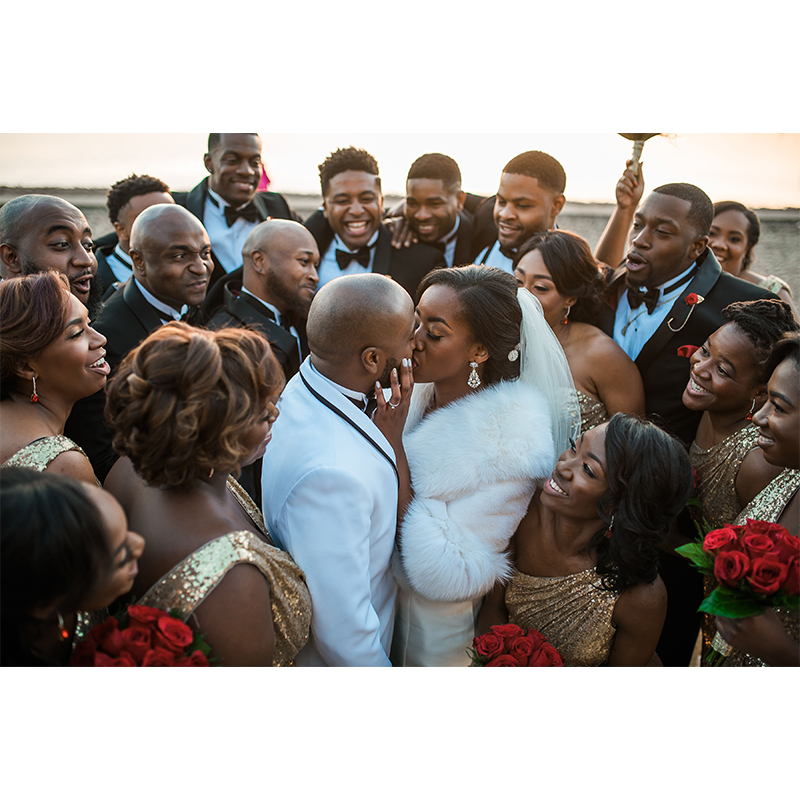 Lauryn Ware and Daniel Webber Bride Groom Kissing by Family Friends