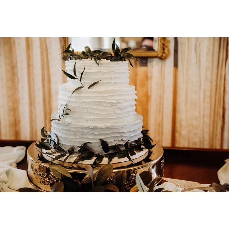Amanda Cocanougher Williams Lookbook White Tiered Striped Wedding Cake