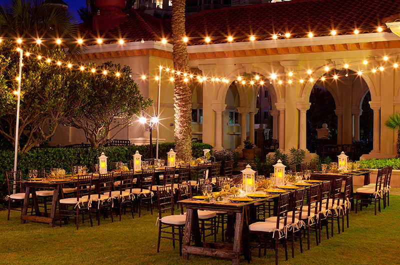 Hammock Beach Outdoor Tables With Stringlights