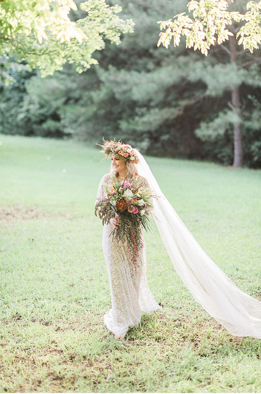 Kitten Bridal Shoot Dress And Veil Wideshot