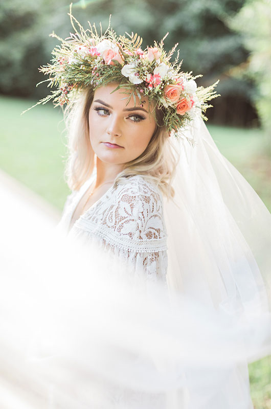 Kitten Bridal Shoot Veil And Flower Crown Details