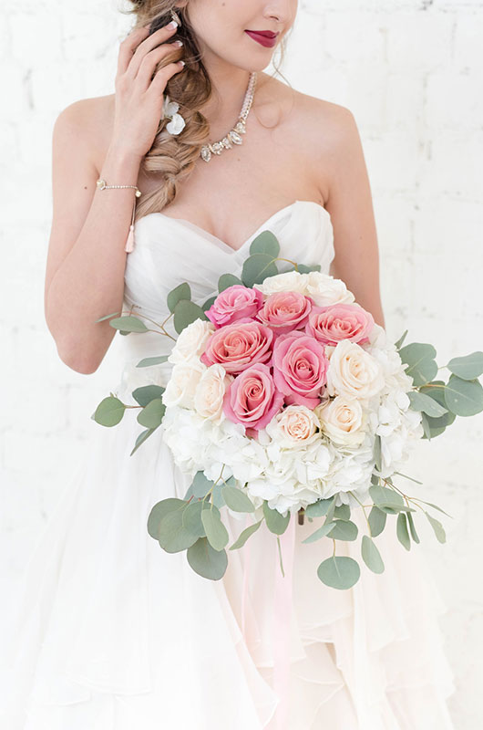 Pastel And Watercolor Styled Shoot Dress And Bouquet Details