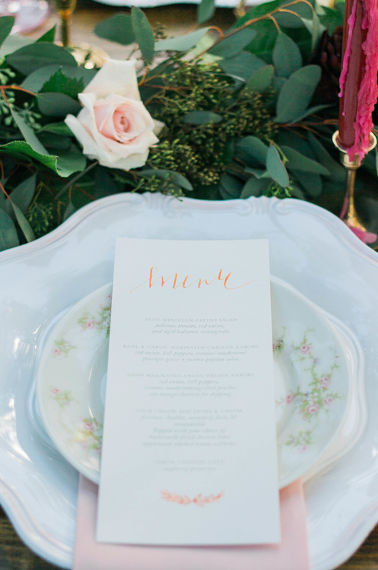 Romantic Autumn Inspired Shoot Menu