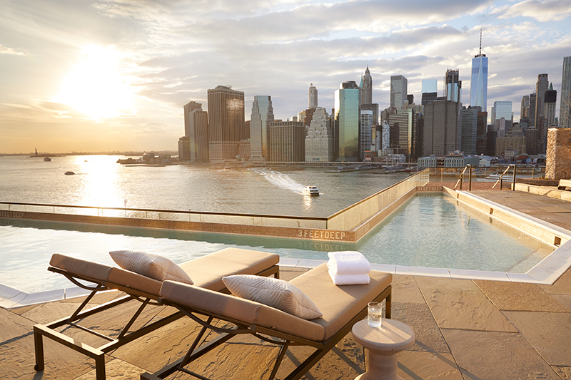 1 Hotel Brooklyn Bridgel Relaxationpool Evening Withchairs