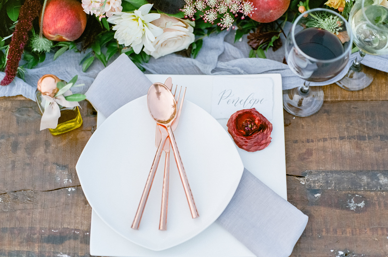 European Hillside Wedding Inspriation Table Setting