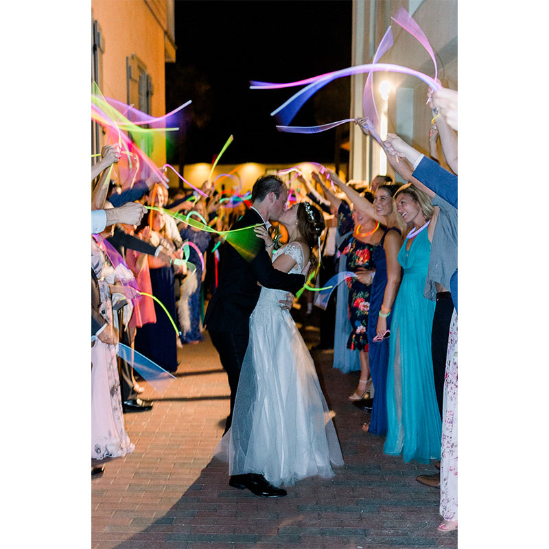 Hannah Kaplan and Jeffrey Plante Wedding Exit Glow Sticks