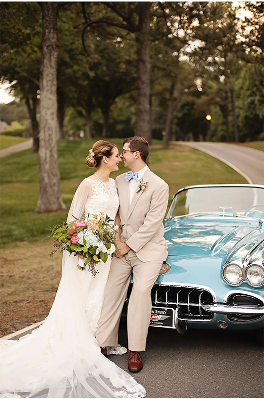 Memphis Spring Shoot Couple Leaning On Car