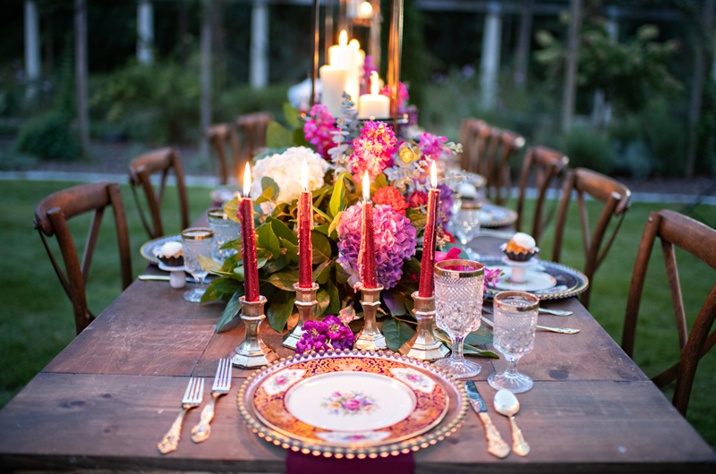 Vintage Garden Glam Wedding Inspiration Candles