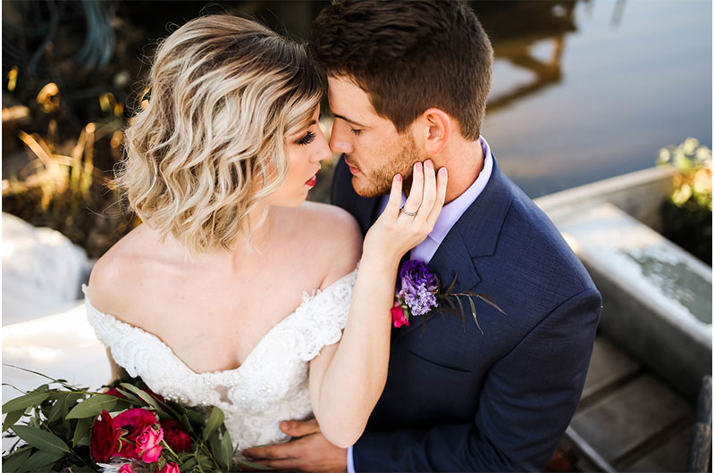 Woodsy Jewel Toned Shoot Couple In Boat