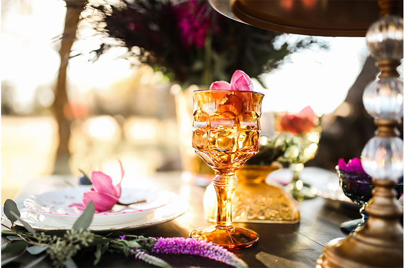 Woodsy Jewel Toned Shoot Place Settings From Side