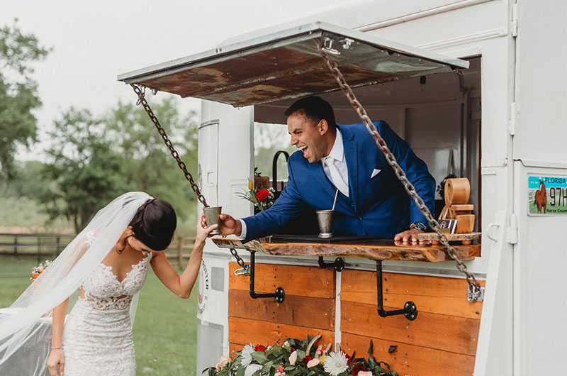 A Classic Kentucky Derby Styled Wedding Groom Serving Bride