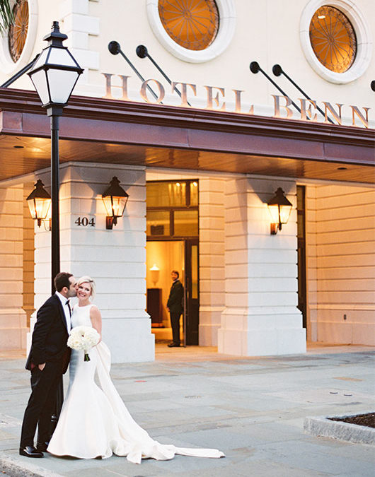 Part III The First Real Weddings At Charlestons Hotel Bennett Couple In Front Of Hotel 4L