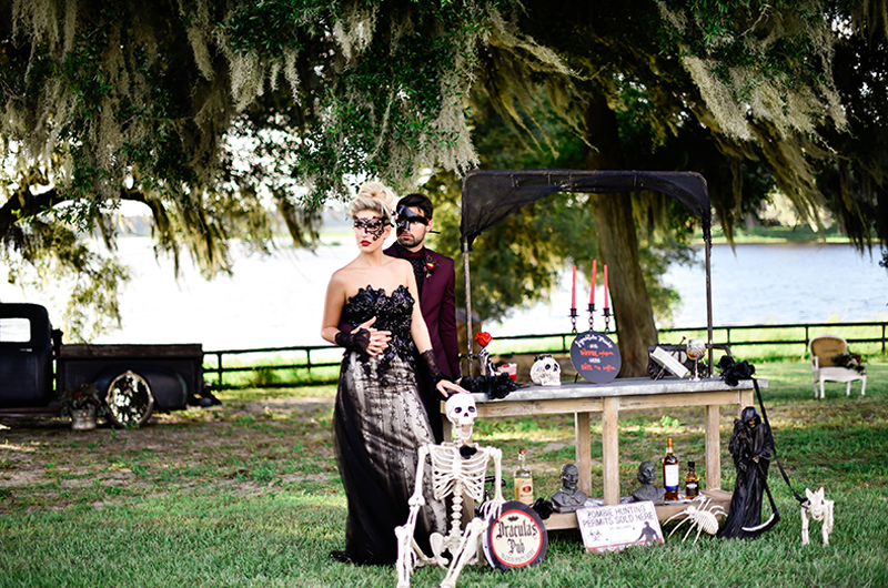 A Wicked Affair In Dade City Bride And Groom With Halloween