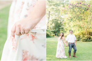 Breast Cancer Awareness Month Couple In The Field Holding Hands And Close Up Of Ring