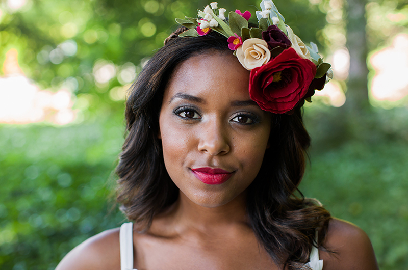 Fabulos Floral Hair Statments To Rock Down The Aisle This Fall Red And Auburn Floral Headband
