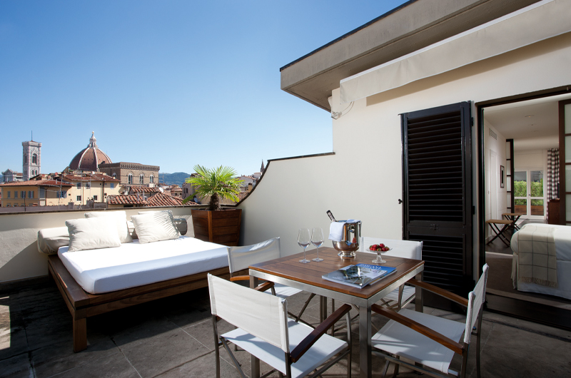 Florence A Suite Beginning (Hotel Savoy+ Hotel Lungarno) Outside Bedroom Terrace