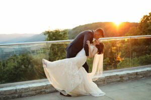 Amicalola Fall Wedding Giveaway Bride And Groom Kiss