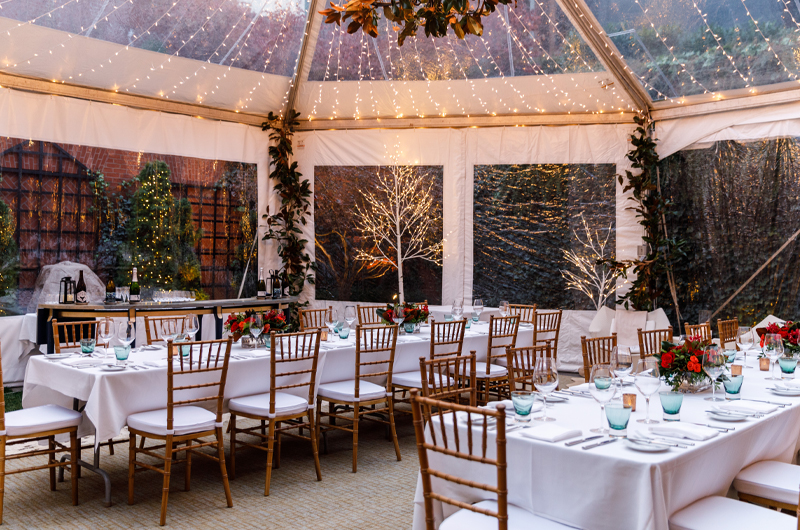The Ivy Hotels Winter Garden Is A Romantic Haven For Baltimore Weddings & Private Parties Reception Dining Room With String Lights