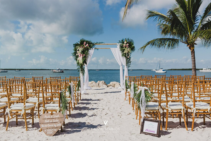 Florida Key Destination Wedding Show Beach Ceremony Set Up