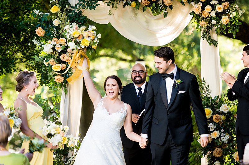 Carlota And Austins Spring Wedding Is A Breath Of Fresh Air Couple With Bouquet In Air