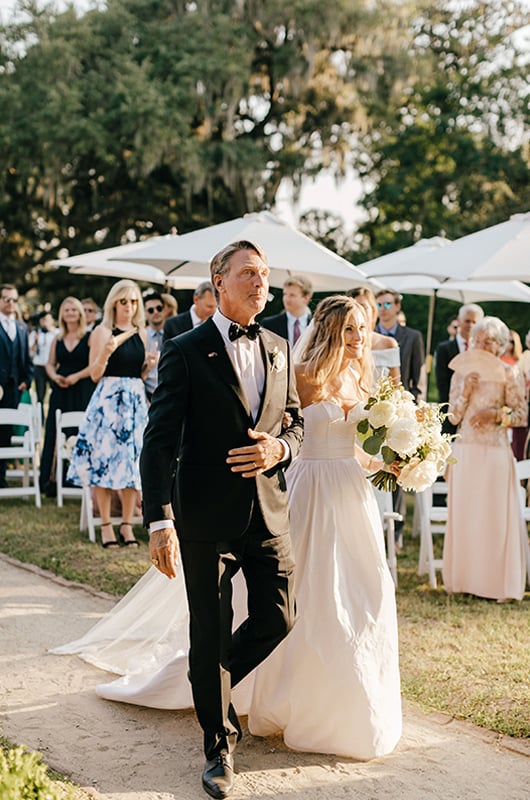 Brittany Knox And Tom Mueller Bride And Father Walking Down Aisle