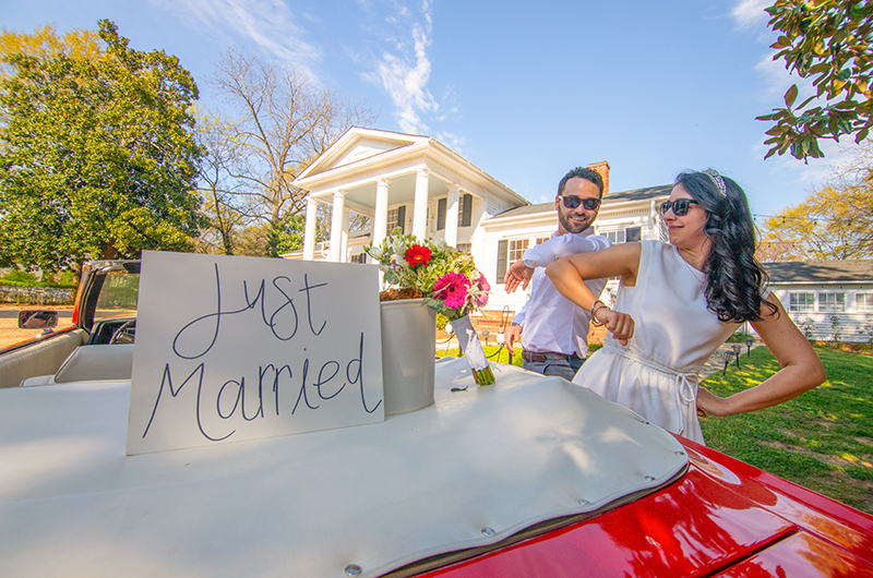 Small Town Couple Renews Their Vows Just Married Sign