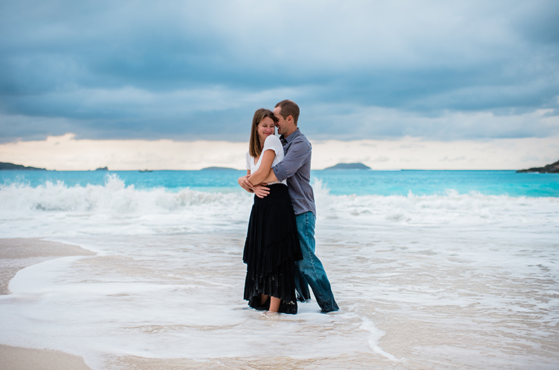 Island Engagement On St John Couple Hug