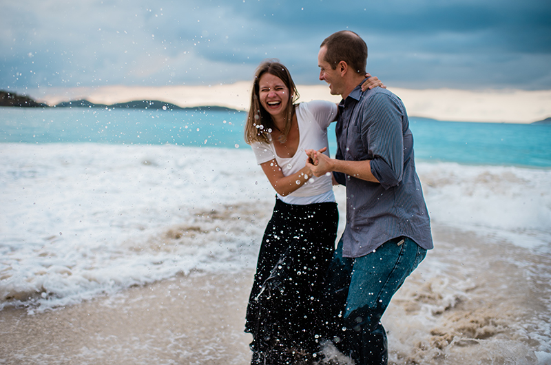 Island Engagement On St John Couple In Water