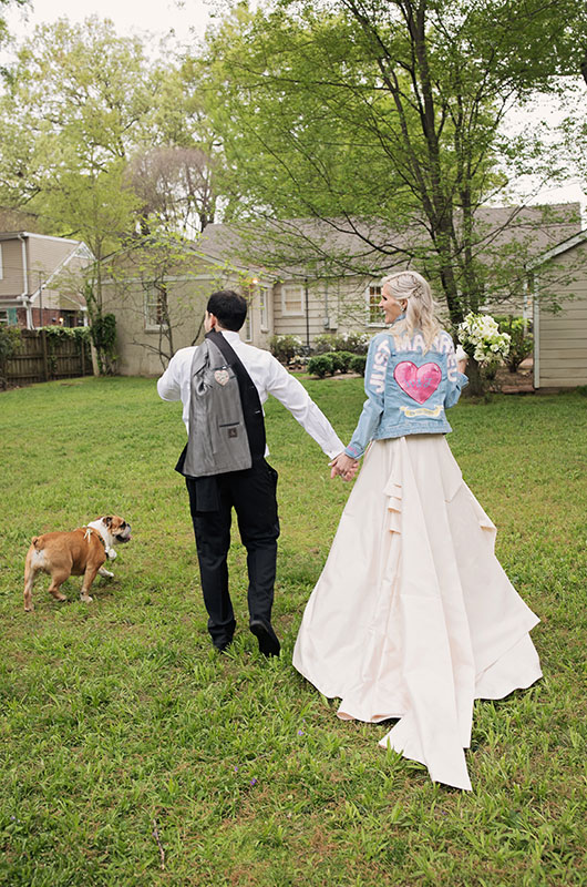 Memphis Chef Josh Steiner & Marketing Director Wallis Tosi’s Virtual At Home “I Do” Is Beyond Adorable Wedding Jean Jacket (1)