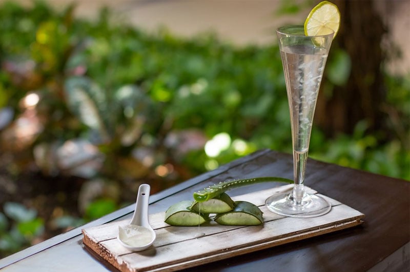 Grand Velas Riviera Maya Mexico Aloe Vera Drink