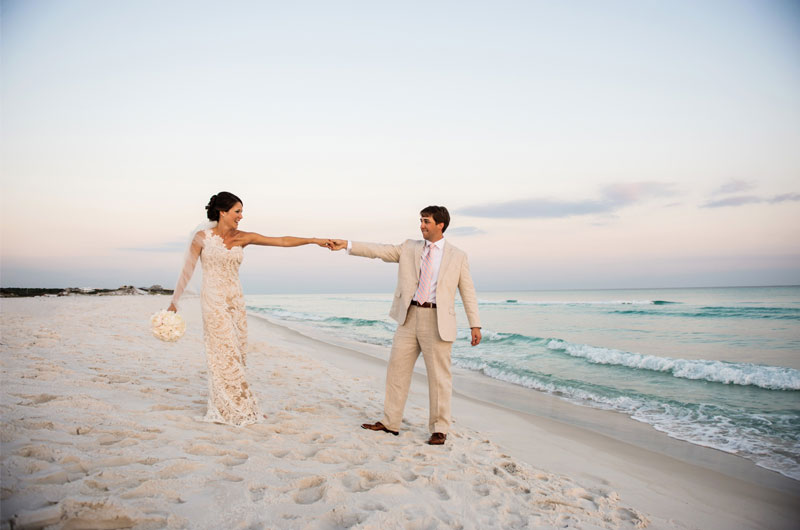 Plan Your Perfect Wedding In South Walton, Florida Bride And Groom Ocean Side