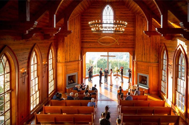 A Magical Wedding In The Ozark Mountains Chapel Wedding Ceremony Birds Eye View