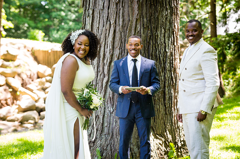 Indiana Couple Weds Intimate Garden Ceremony Kumalos Victoire Matthew And Officiant