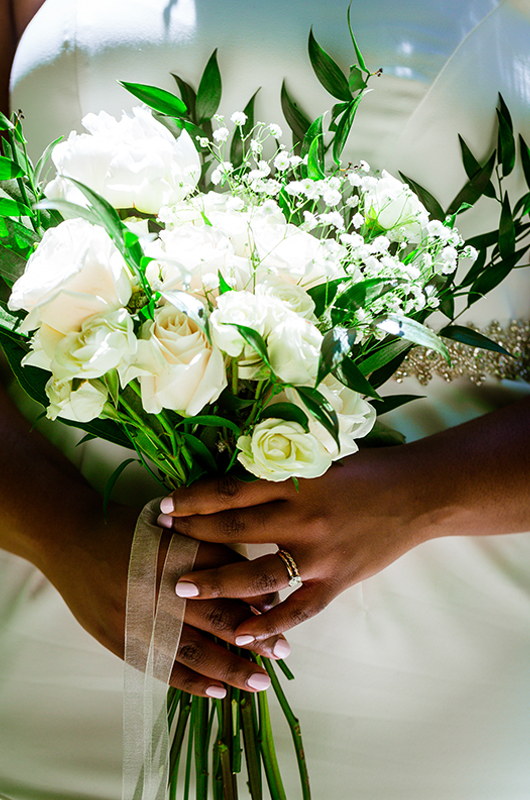 Indiana Couple Weds Intimate Garden Ceremony Kumalos Victoire Holding Bouquet