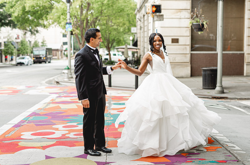 Natasha And Nikeshs Multicultural Courthouse Ceremony In Georgia Bride And Groom Walking To Reception