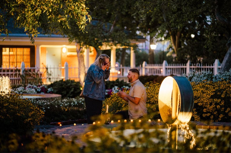 An Unforgettable Proposal At Prescott Park In Portsmouth New Hampshire Bending Down on Knee