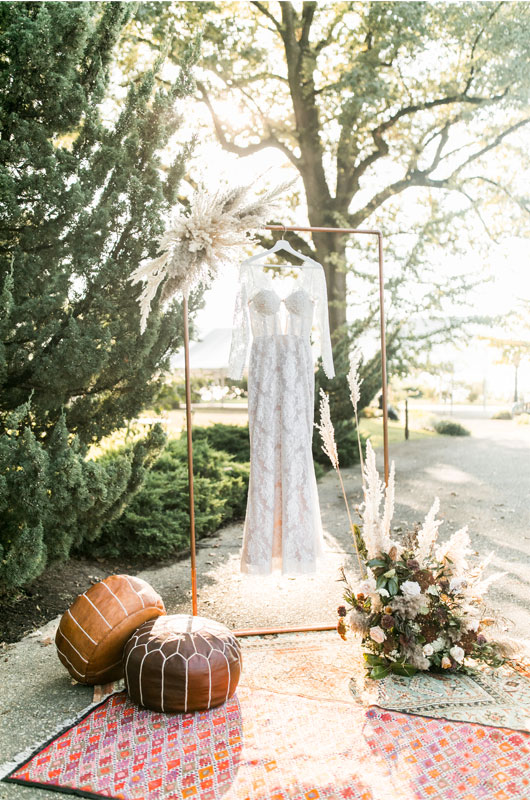 Memphis Metal Museum Styled Wedding Features Fall Boho Vibes Wedding Gown