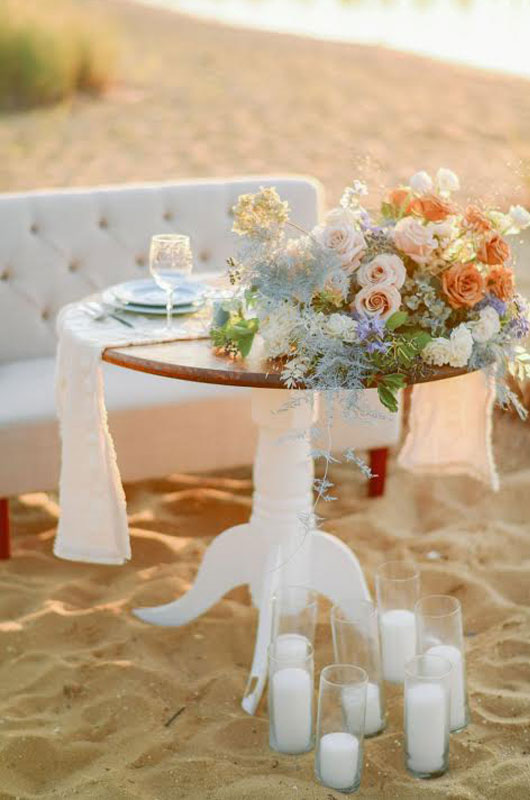 Revamp Your Seasonal Beach Wedding With Dried Floral Accents Table On Beach
