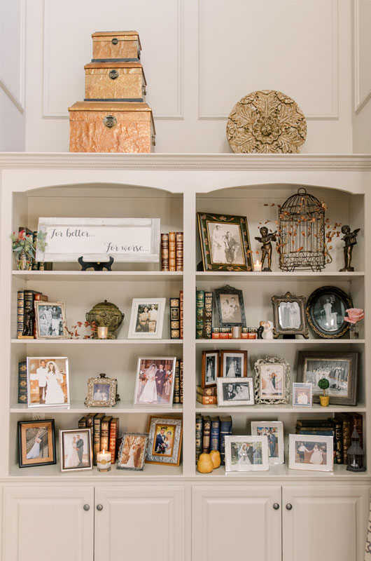 Kirsten Butler Photography Captures A Backyard Wedding In Kentucky Decorated Bookcase Display Kirsten Butler Photography Captures A Backyard Wedding In Kentucky Decorated Bookcase Display