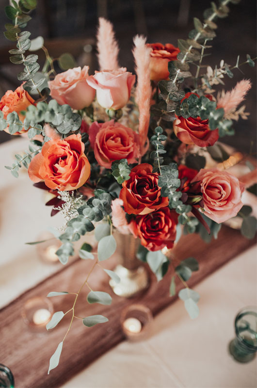 Styled Shoot Showcases A Fall, Rustic Indoor Wedding Venue Flowers